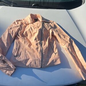 Wet Seal Pale Peach Faux Leather Biker Jacket Size Medium